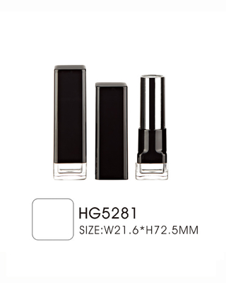 Square Empty Lipstick Tube Case Transparent Base 12.1mm 12.7mm Inner Cup